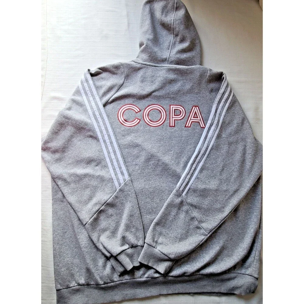 Adidas COPA Futbol Club Hoodie Mens XL Gray Soccer Football 3 Stripes Pullover